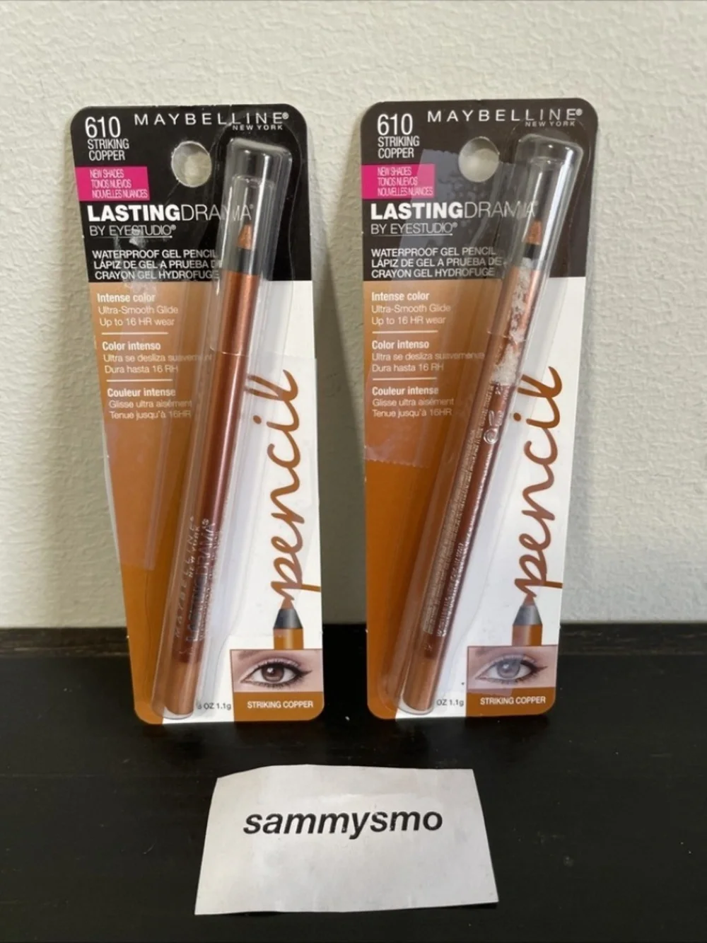 Maybelline Lasting Drama Waterproof Gel Pencil EyeLiner 610, Striking Copper x2